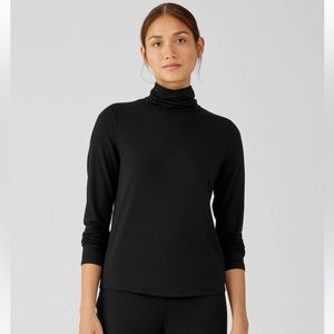 NWT Eileen Fisher Fine Jersey Scrunch Neck Top
